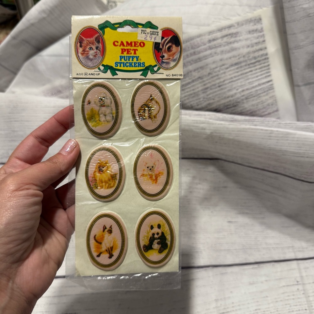 Vintage Cameo Pet Puffy Stickers NEW 1983 Made in Taiwan
